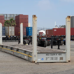 40-foot flat rack shipping container-front 3/4, angle