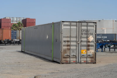53-foot shipping container, high cube-front 3/4, angle